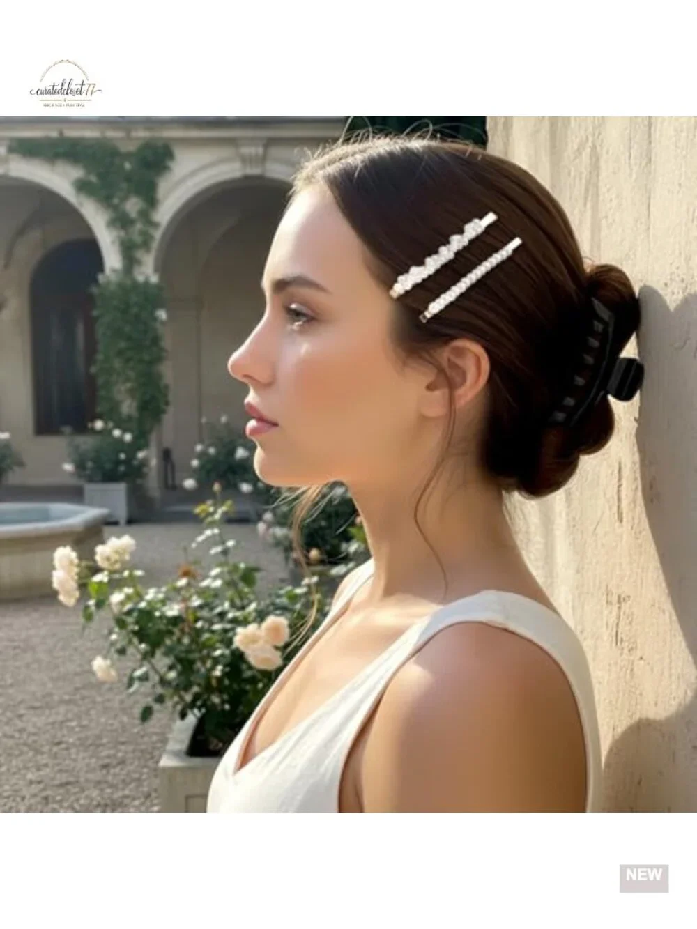 10 Pearl Hair Clips, Gold Barrettes for Women Wedding Decorative Clips